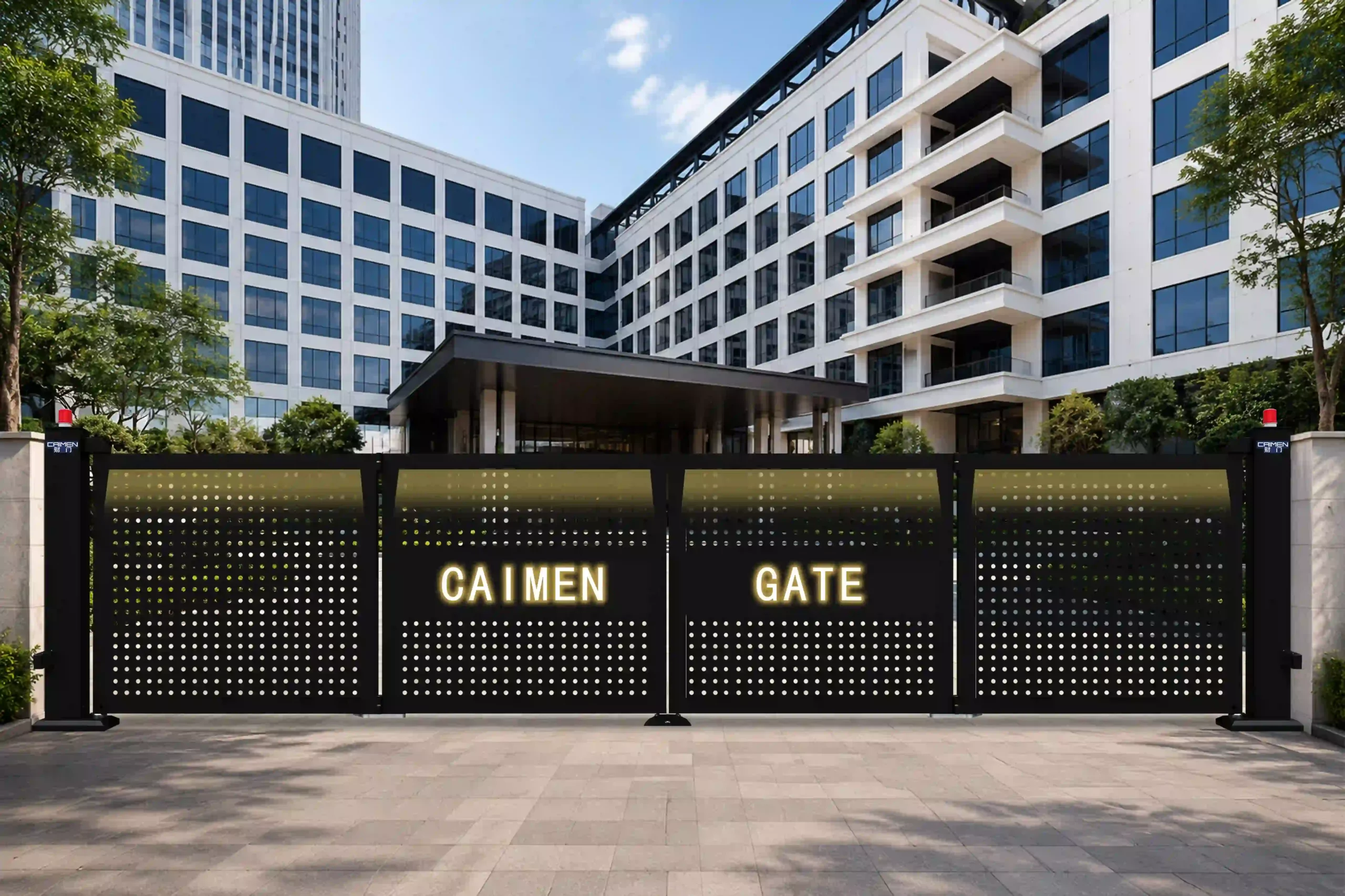 Commercial Perforated Panel Bifolding Gate